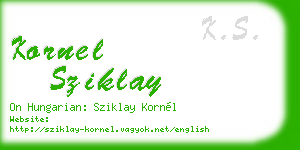 kornel sziklay business card